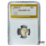 1937-D Mercury Silver Dime PGA MS67 FB