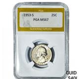 1953-S Washington Silver Quarter PGA MS67