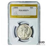 1943 Walking Liberty Half Dollar PGA MS67+