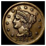 1851 Braided Hair Large Cent CLOSELY UNCIRCULATED