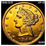 1846-D/D VP-001 $5 Gold Half Eagle UNCIRCULATED