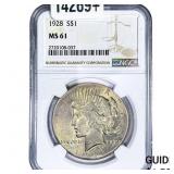 1928 Silver Peace Dollar NGC MS61