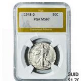 1943-D Walking Liberty Half Dollar PGA MS67