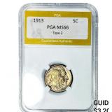 1913 Buffalo Nickel PGA MS66 Type 2