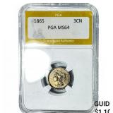 1865 Nickel Three Cent PGA MS64