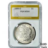 1899-O Morgan Silver Dollar PGA MS64