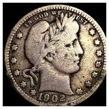 1902-S Silver Barber Quarter NICELY CIRCULATED