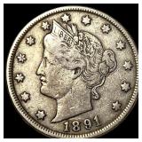 1891 Liberty Head Nickel ABOUT UNCIRCULATED