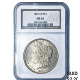 1881-CC Morgan Silver Dollar NGC MS63