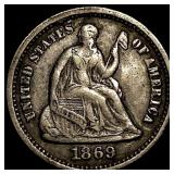 1869-S Silver Half Dime CLOSELY UNCIRCULATED