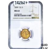 1899 $2.50 Gold Quarter Eagle NGC MS63