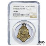 1895 Argentina Brass Fishing Village Medal NGC MS