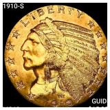 1910-S $5 Gold Half Eagle CHOICE BU