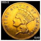 1855-S $3 Gold Piece NEARLY UNCIRCULATED