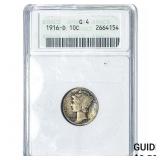 1916-D Mercury Silver Dime ANACS G4