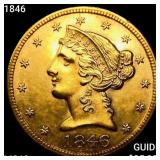 1846 $5 Gold Half Eagle CHOICE BU