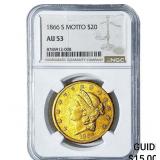 1866-S $20 Gold Double Eagle NGC AU53