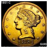 1851-C $5 Gold Half Eagle UNCIRCULATED