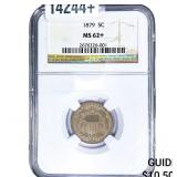 1879 Shield Nickel NGC MS62+