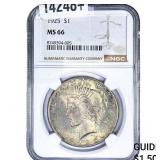 1925 Silver Peace Dollar NGC MS66