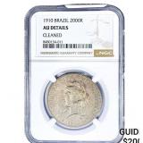 1910 Brazil Silver 2000 Reis NGC AU Details