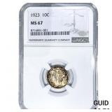 1923 Mercury Silver Dime NGC MS67