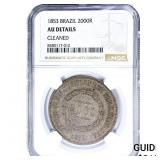 1853 Brazil Silver 2000 Reis NGC AU Details