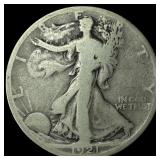 1921-S Silver Walking Liberty Half Dollar  NICELY