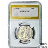 1945-S Walking Liberty Half Dollar PGA MS66