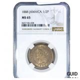 1888 Jamaica Nickel 1/2 Penny NGC MS65
