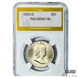 1953-D Franklin Half Dollar PGA MS66 FBL