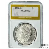 1880-O Morgan Silver Dollar PGA MS64