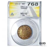 1911 Canada 1 Cent ANACS MS62 BR