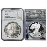 [2] 1993-2021 Silver Eagle ANACS/NGC MS69/PR70