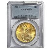 1911-D $20 Gold Double Eagle PCGS MS64