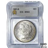 1881-S Morgan Silver Dollar ICG MS63