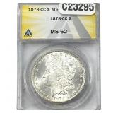 1878-CC Morgan Silver Dollar ANACS MS62