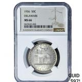 1936 Delaware Half Dollar NGC MS66