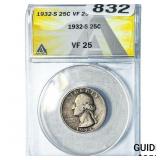 1932-S Washington Silver Quarter ANACS VF25
