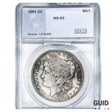1891-CC Morgan Silver Dollar SEGS MS63