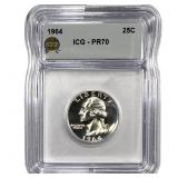 1964 Washington Silver Quarter ICG PR70