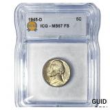 1945-D Jefferson Nickel ICG MS67 FS