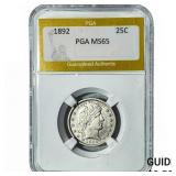 1892 Barber Quarter PGA MS65