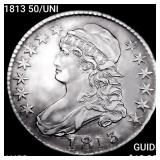 1813 50/UNI Capped Bust Half Dollar CHOICE AU