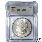 1882-S Morgan Silver Dollar ICG MS63
