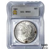 1881 Morgan Silver Dollar ICG MS63