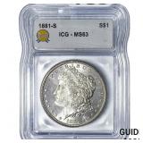 1881-S Morgan Silver Dollar ICG MS63