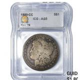 1880-CC Morgan Silver Dollar ICG AG3