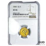 1840 $2.50 Gold Quarter Eagle NGC XF45