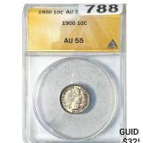1900 Barber Dime ANACS AU55
